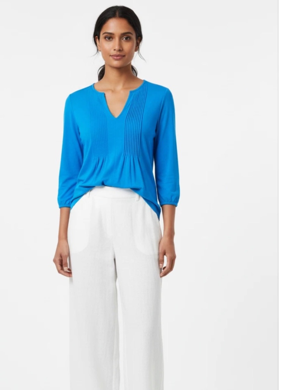 Women's SZ L Lilly Pulitzer Blue Tunic 100% Prima Cotton Resort Minimalist